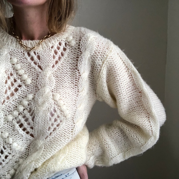 Vintage Sweaters - VINTAGE/ oversized boxy summer knit sweater